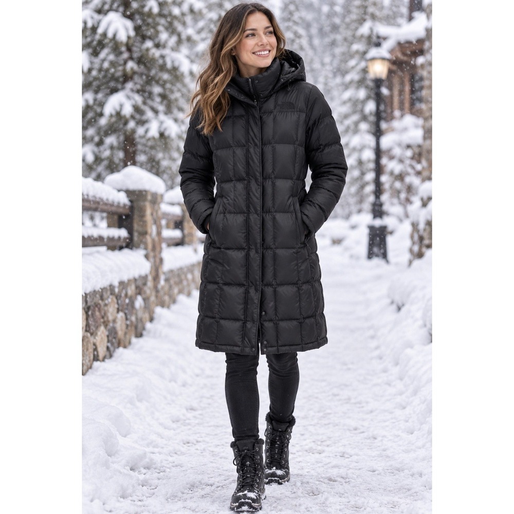 The North Face 550 Goose Down Puffer Hooded Parka Coat Women's Size S Black